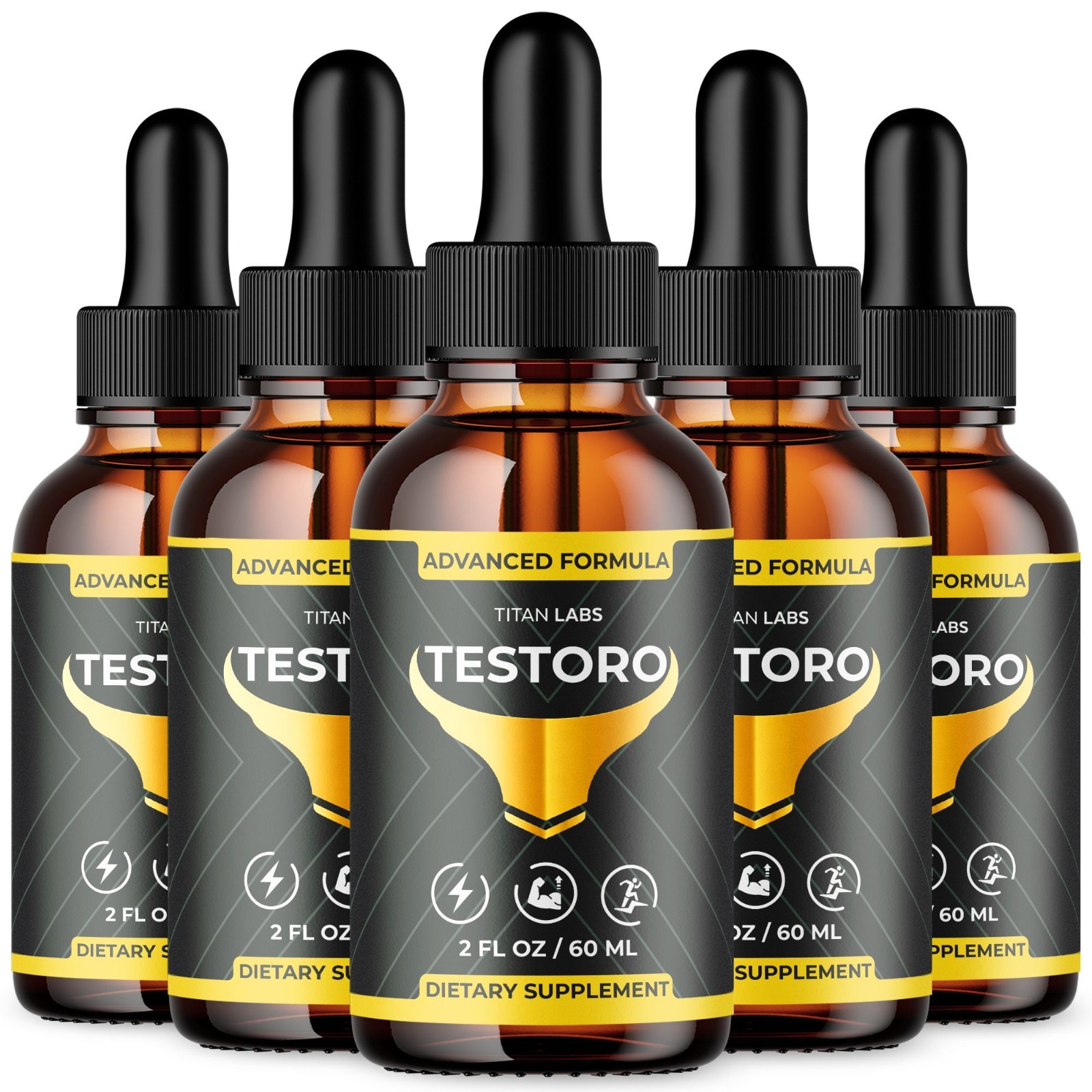 (5 Pack) Testoro Male Support Drops Advanced Test Oro Supplement 150 Servings