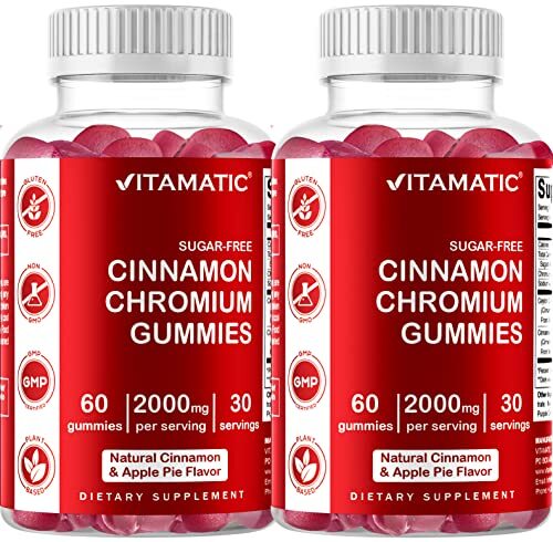 2 Pack Vitamatic Sugar Free Chromium Ceylon Cinnamon – 2000 mg -60 Vegan Gummies