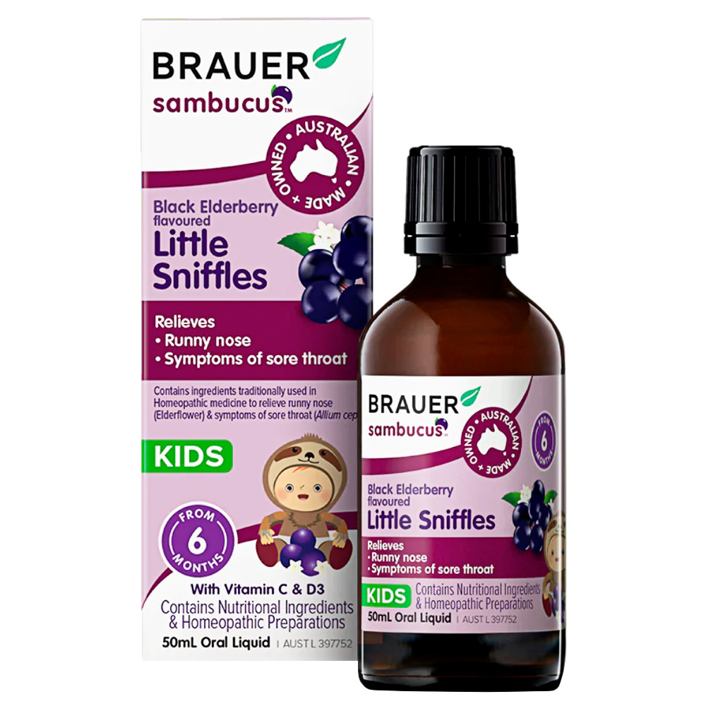Brauer Sambucus Little Sniffles Kids Oral Liquid 50mL Black Elderberry 6 Months