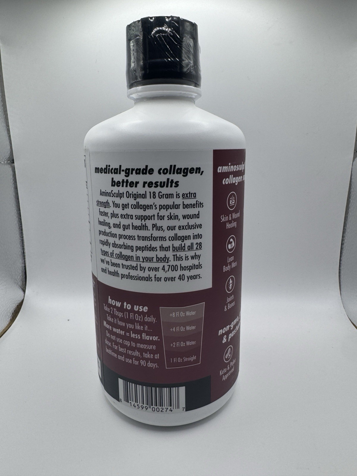 Health Direct AminoSculpt Original 18g Collagen Liquid Original Cherry 30oz