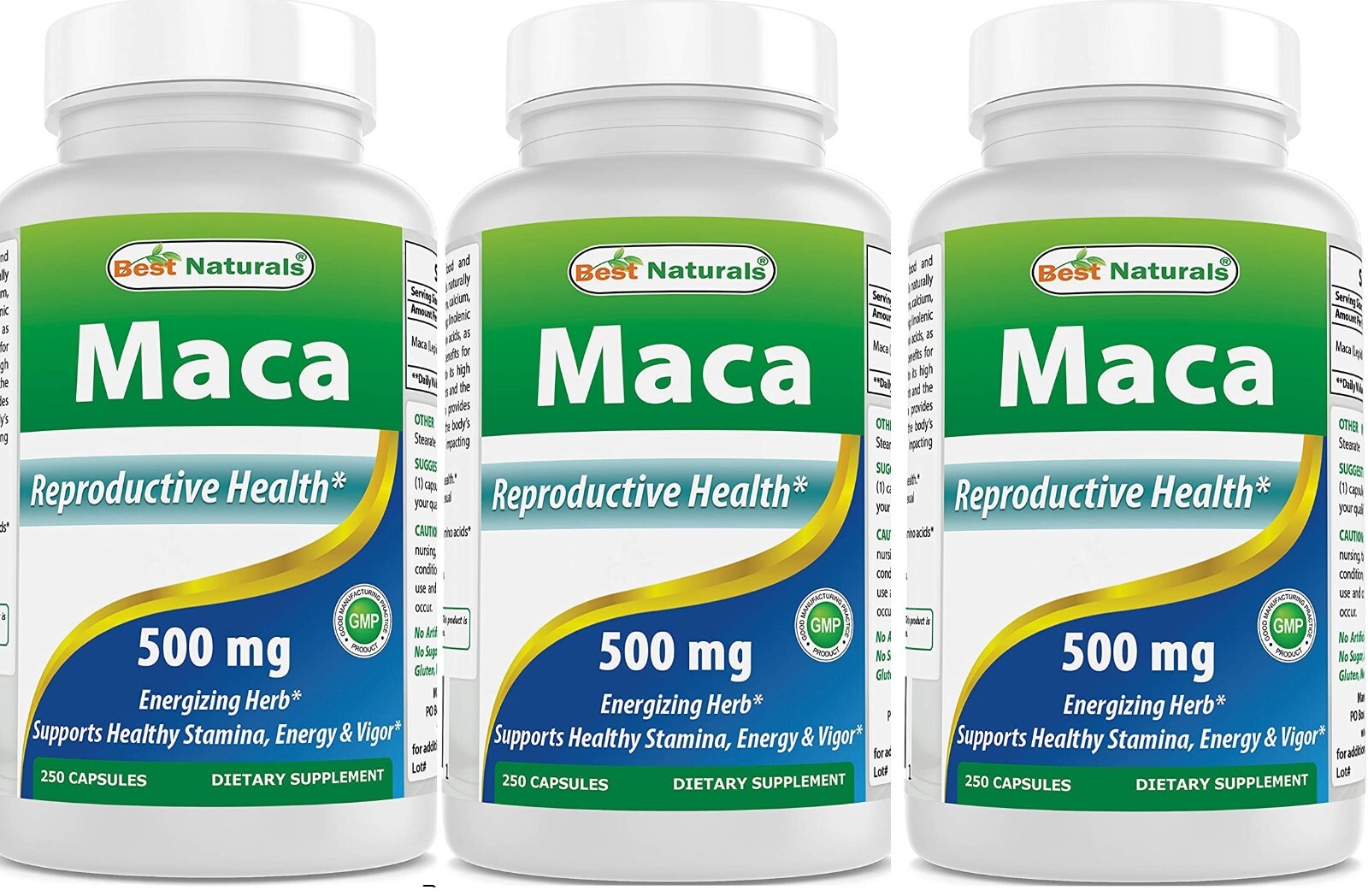 3 Pack Best Naturals Maca 500 mg 250 Capsules