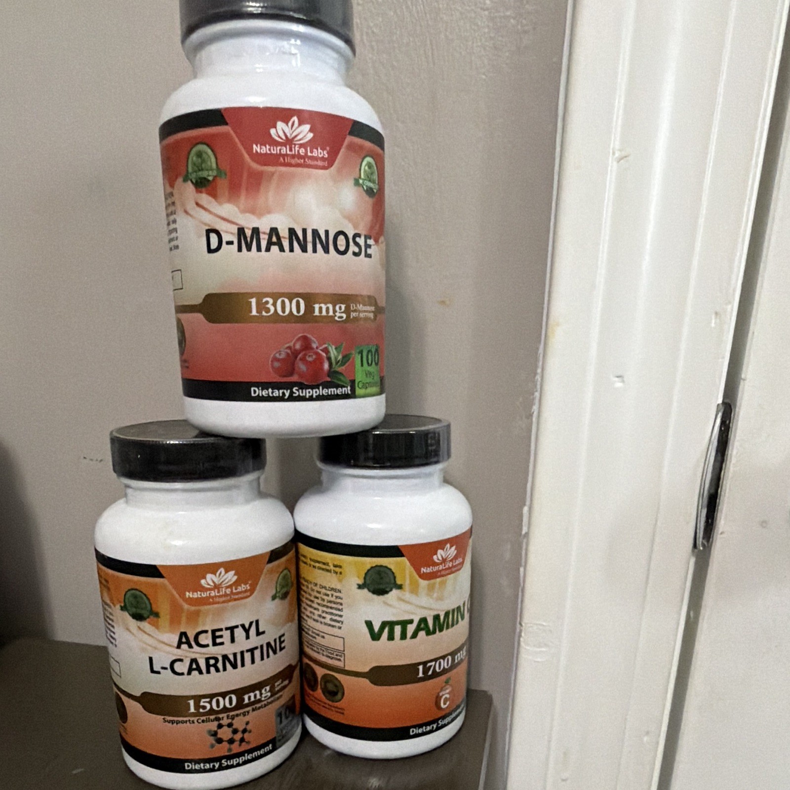 NaturaLife Labs D-Mannose 1300mg Acetyl L-Carnitine 1500mg 100 Caps Exp 01/2029