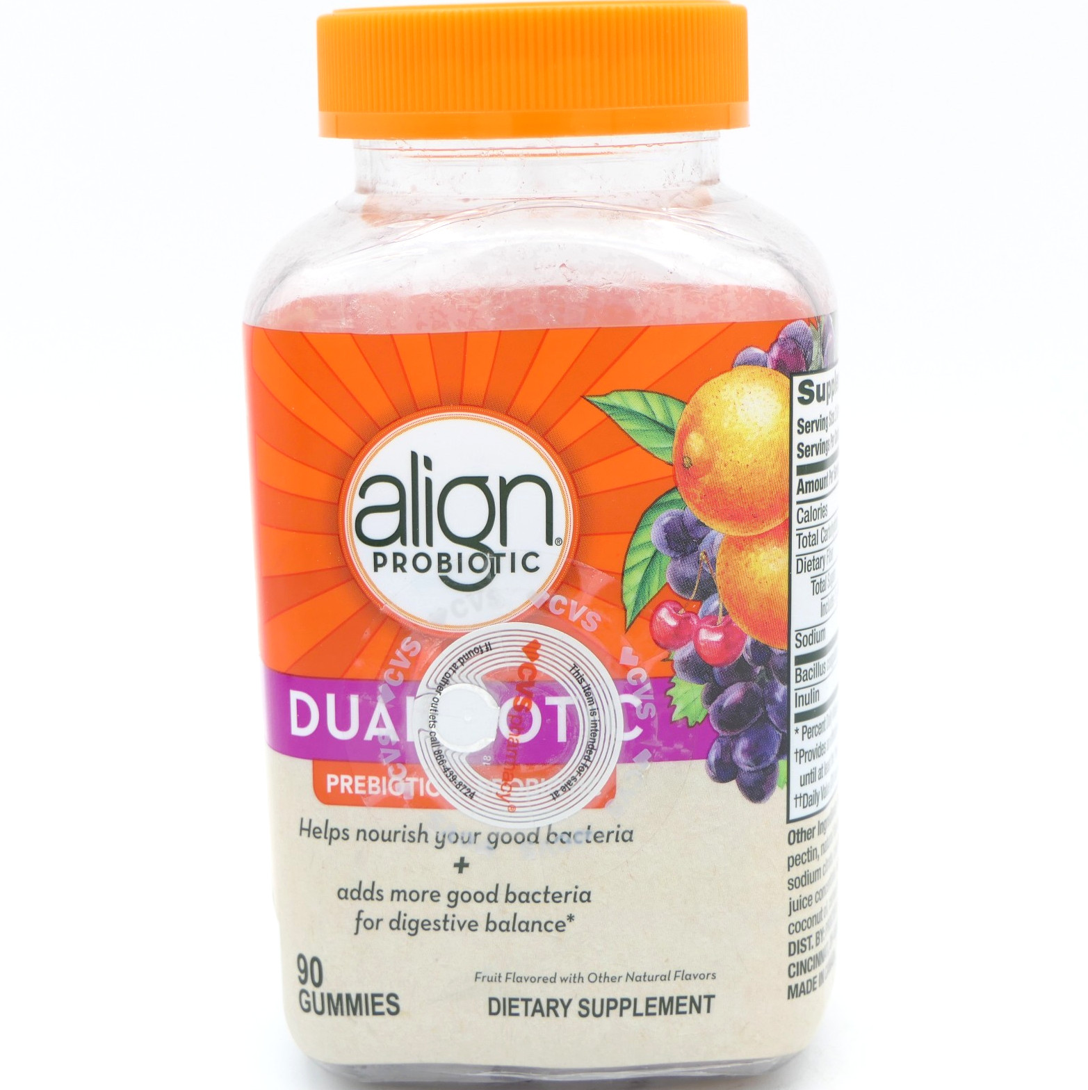 Align Dualbiotic- Prebiotics & Probiotics Fruit Flavored Gummies 90 Ct Exp 07/26