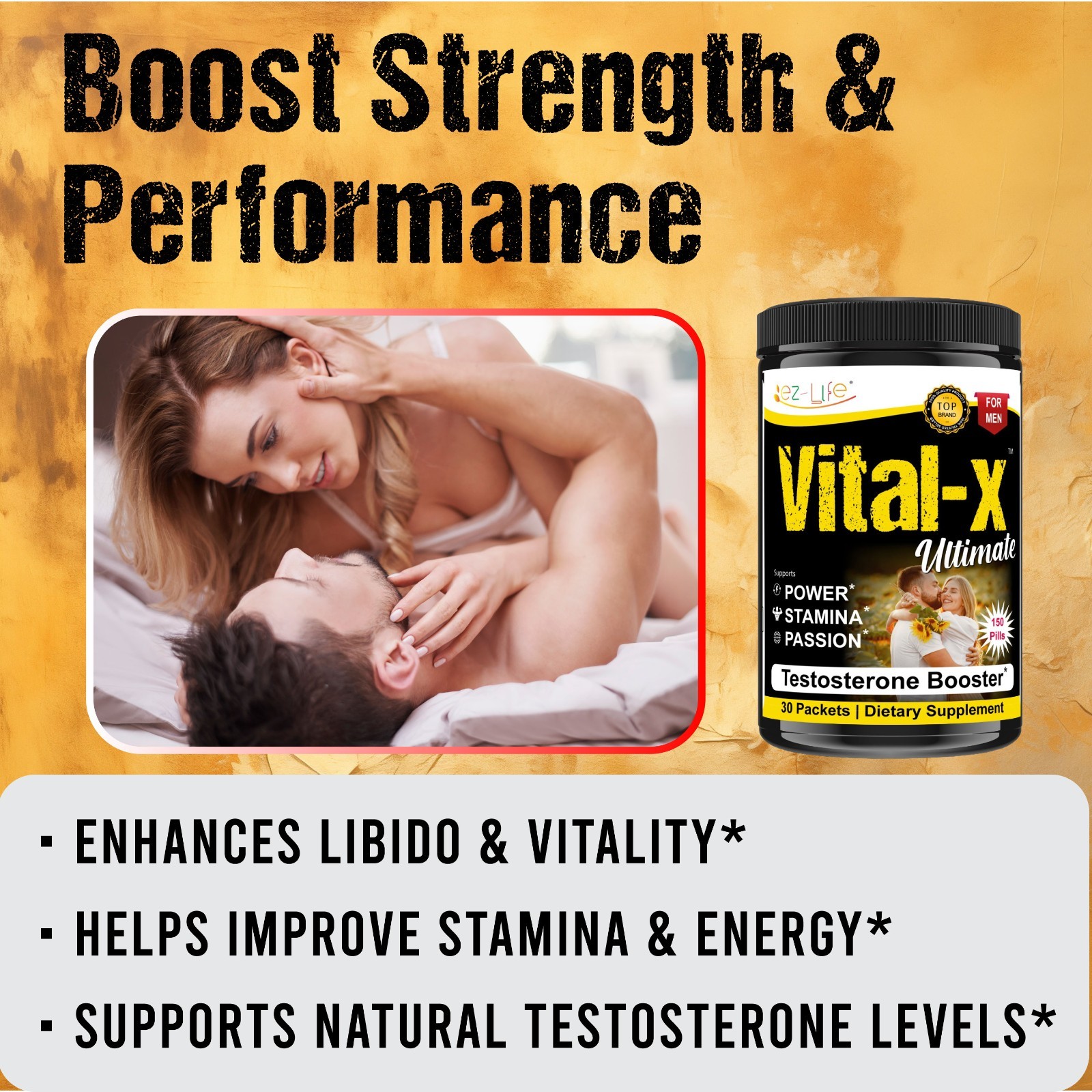 Male Enhancement Supplement, Natural Vitality & Performance Support, Stamina 30