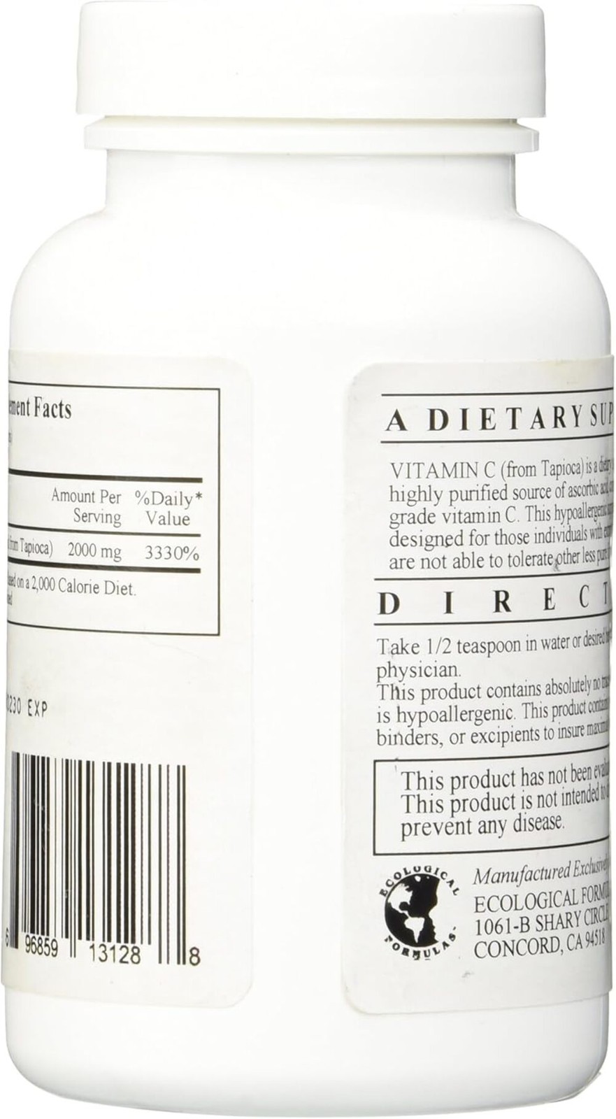 Ecological Formulas Vitamin C From Tapioca Powder 150g Immune Health