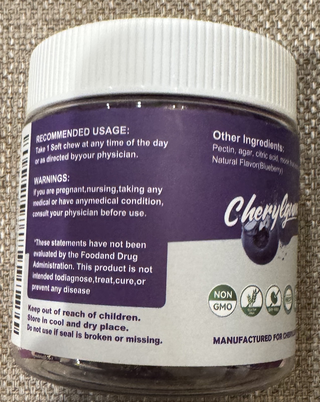 New Cherylgum Iron Soft Chews Blueberry 60 Count 12/2026