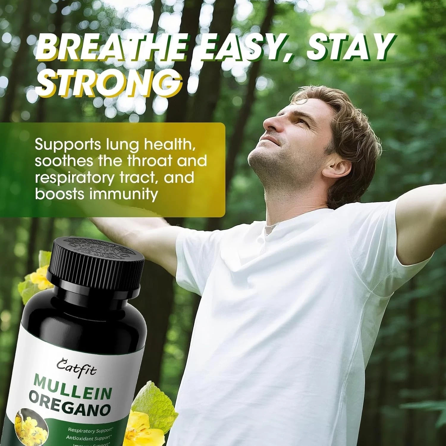 Catfit 5000mg Mullein Leaf Oregano Lung Detox Supplement 3 Bottles 360 Capsules