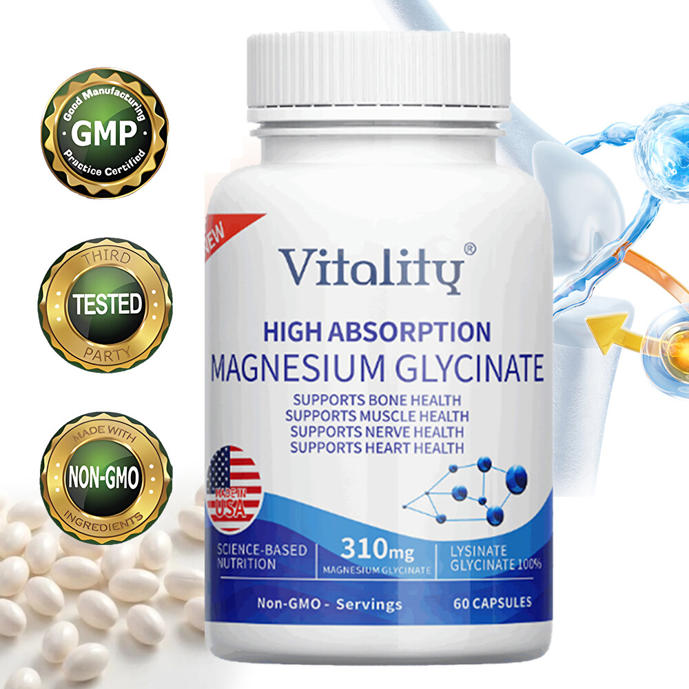 310MG High Absorption Magnesium Glycinate For Sleep, Stress Relief Support Bone