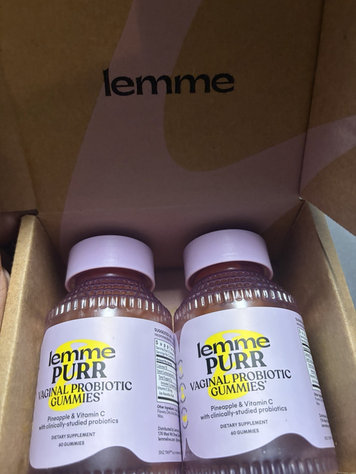 Lemme PURR Vaginal Probiotic Gummies, Pineapple + Vitamin C, 60 Count