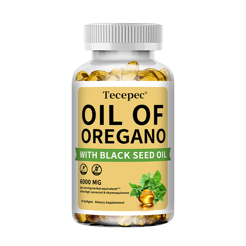 Organic Oil of Oregano Softgels 6000 mg 2 in 1 Black Seed Oil Herbal Supplement