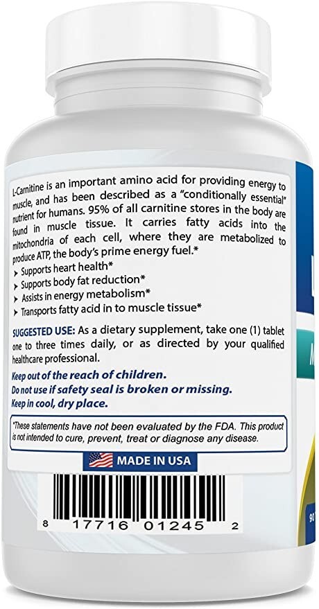 Best Naturals L-Carnitine Tartrate 500 mg 90 Tablets