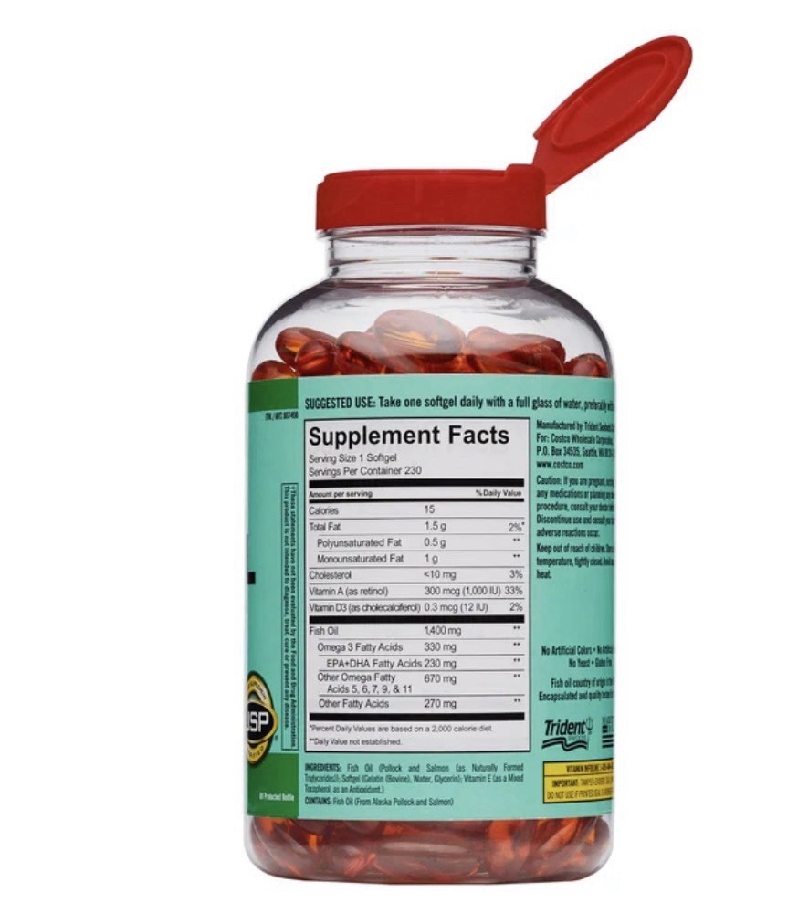 Kirkland Signature Wild Alaskan Fish Oil 1400 mg., 230 Softgels..