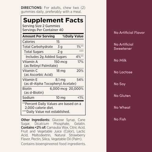 Nature’s Bounty Hair, Skin & Nails Vitamin Gummies with Biotin, 2500 mcg