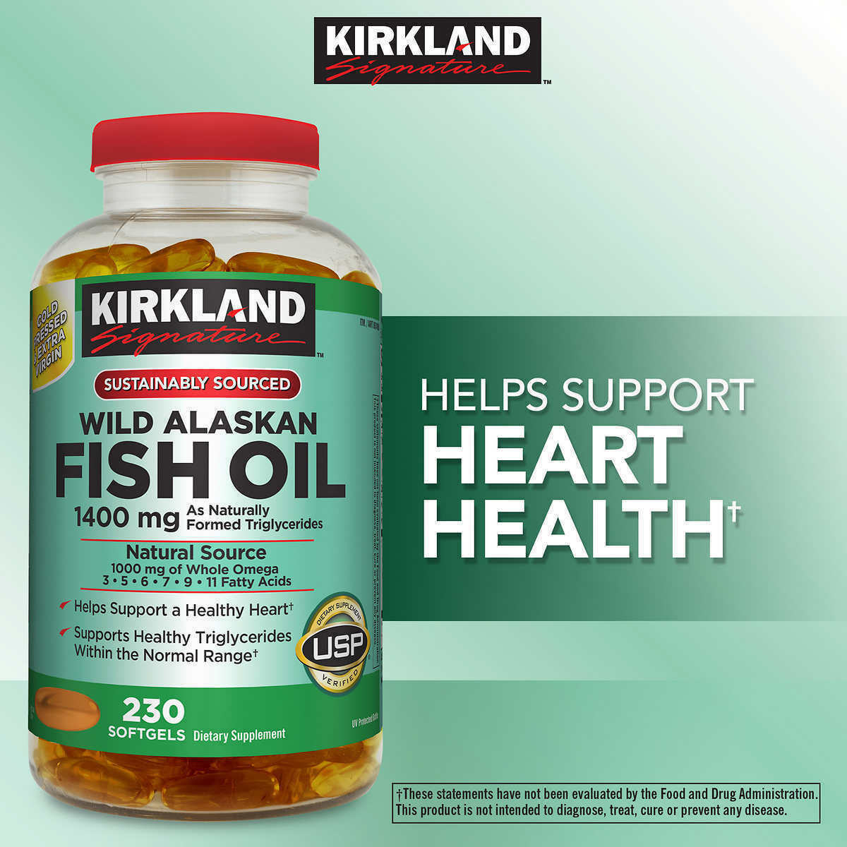 Kirkland Signature Wild Alaskan Fish Oil Omega-3 Fatty Acids 1400mg 230 Softgels
