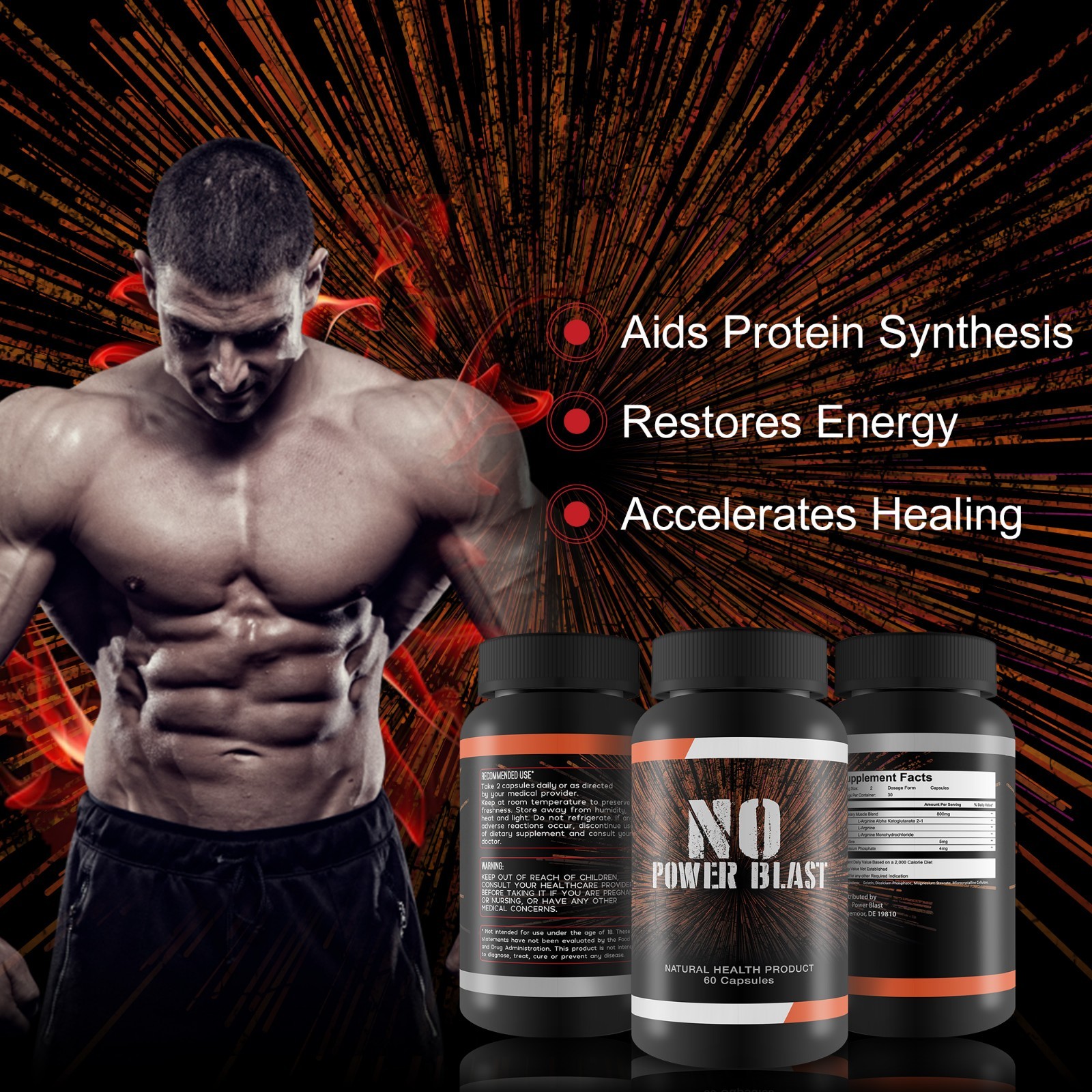 NITRIC OXIDE POWER BLAST -Breakthrough NO Booster for Size, Endurance