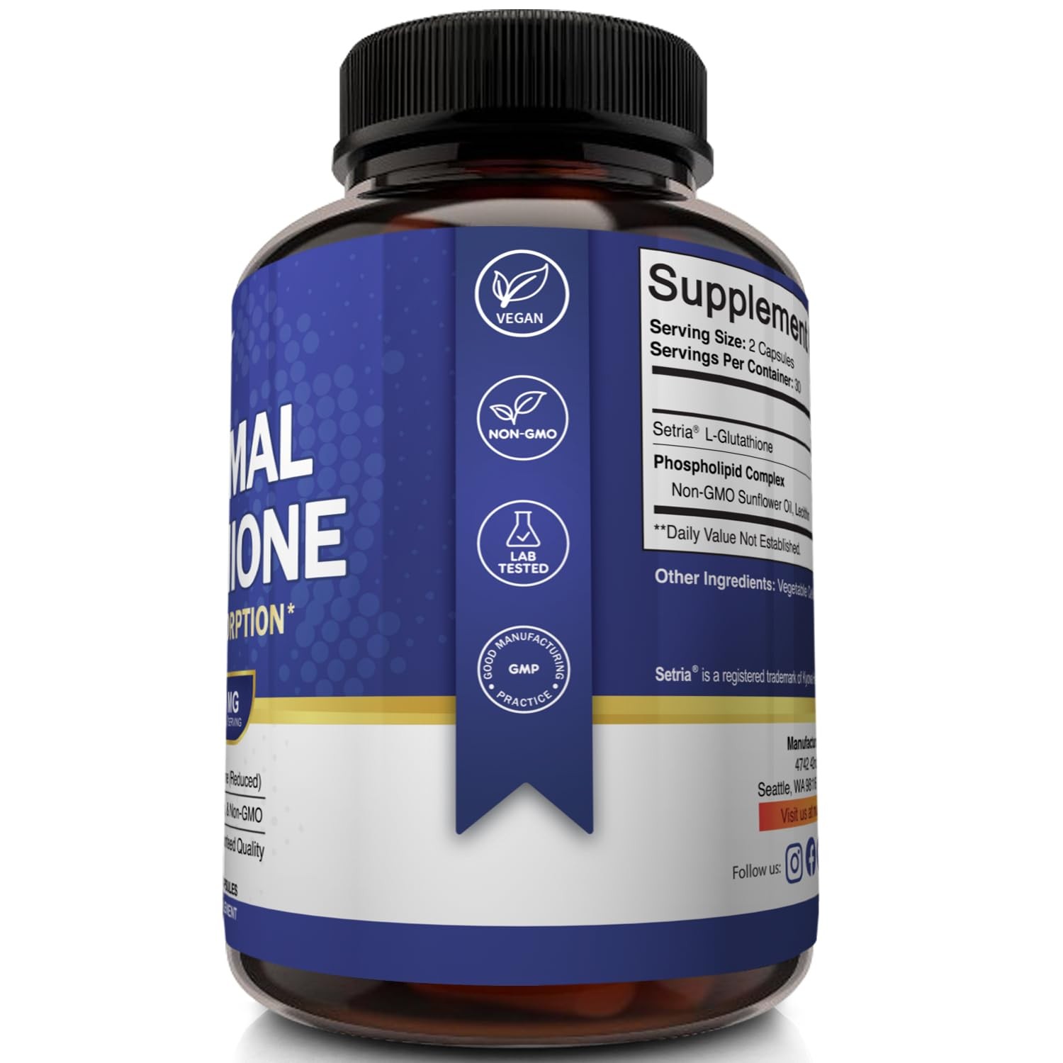 Liposomal Glutathione 700mg Supplement – Master Antioxidant Support, 60 Caps