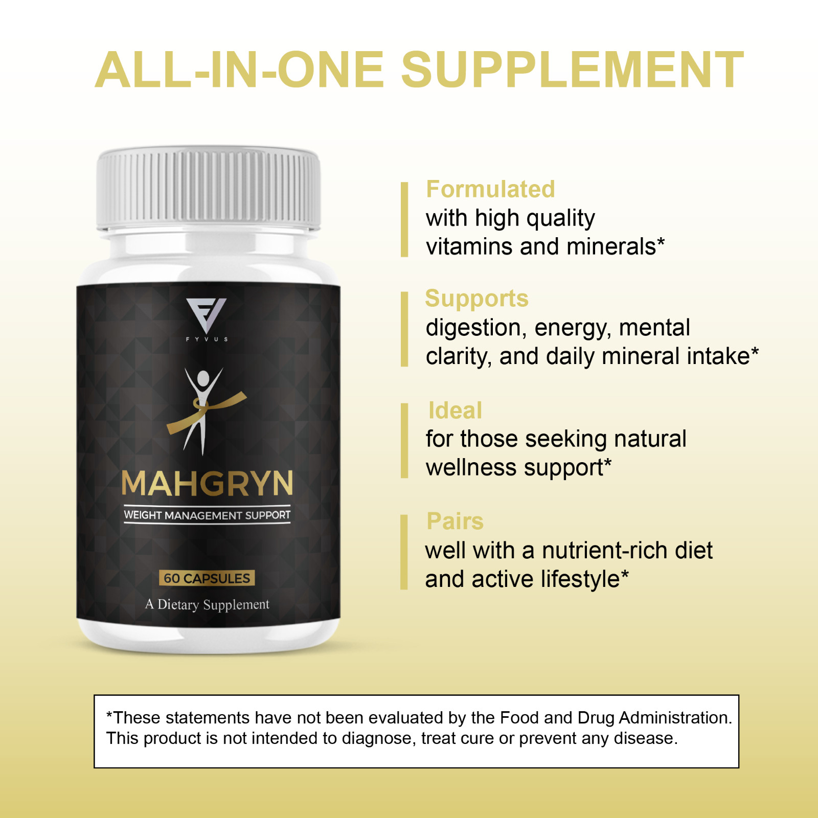 (3 Pack) Mahgryn Premium Weight Management Supplement, Mahgrin (180 Capsules)