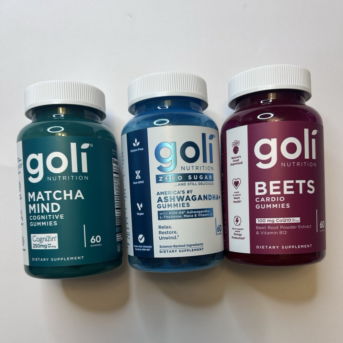 Goli Nutrition Matcha Mind + Ashwagandha + Beets Gummies Bundle 60 Ct