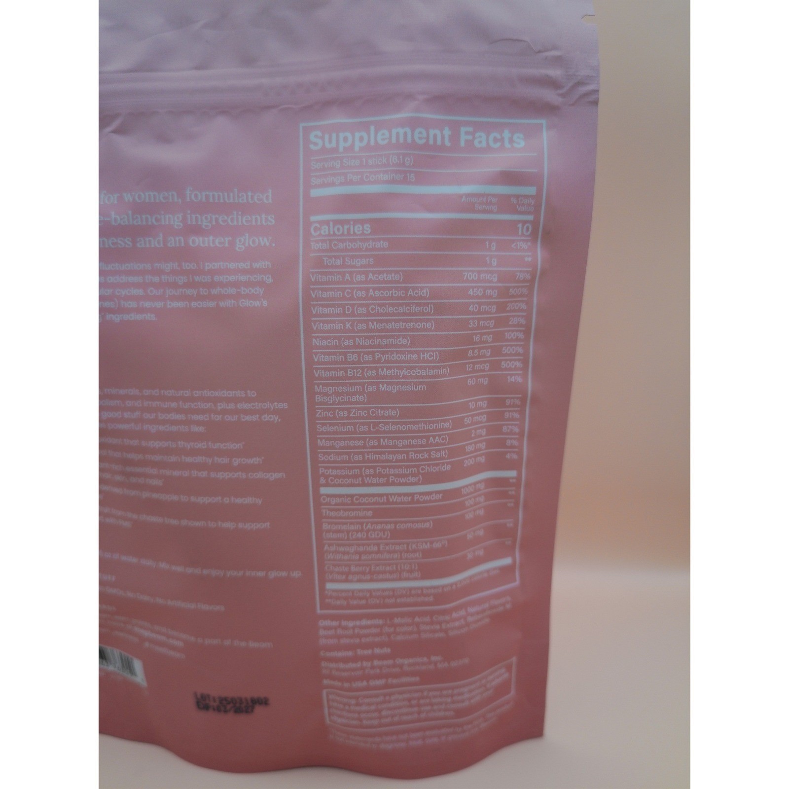 Beam Glow Raspberry Womens Superpowder 15 Sticks NIB Dietary Supplement