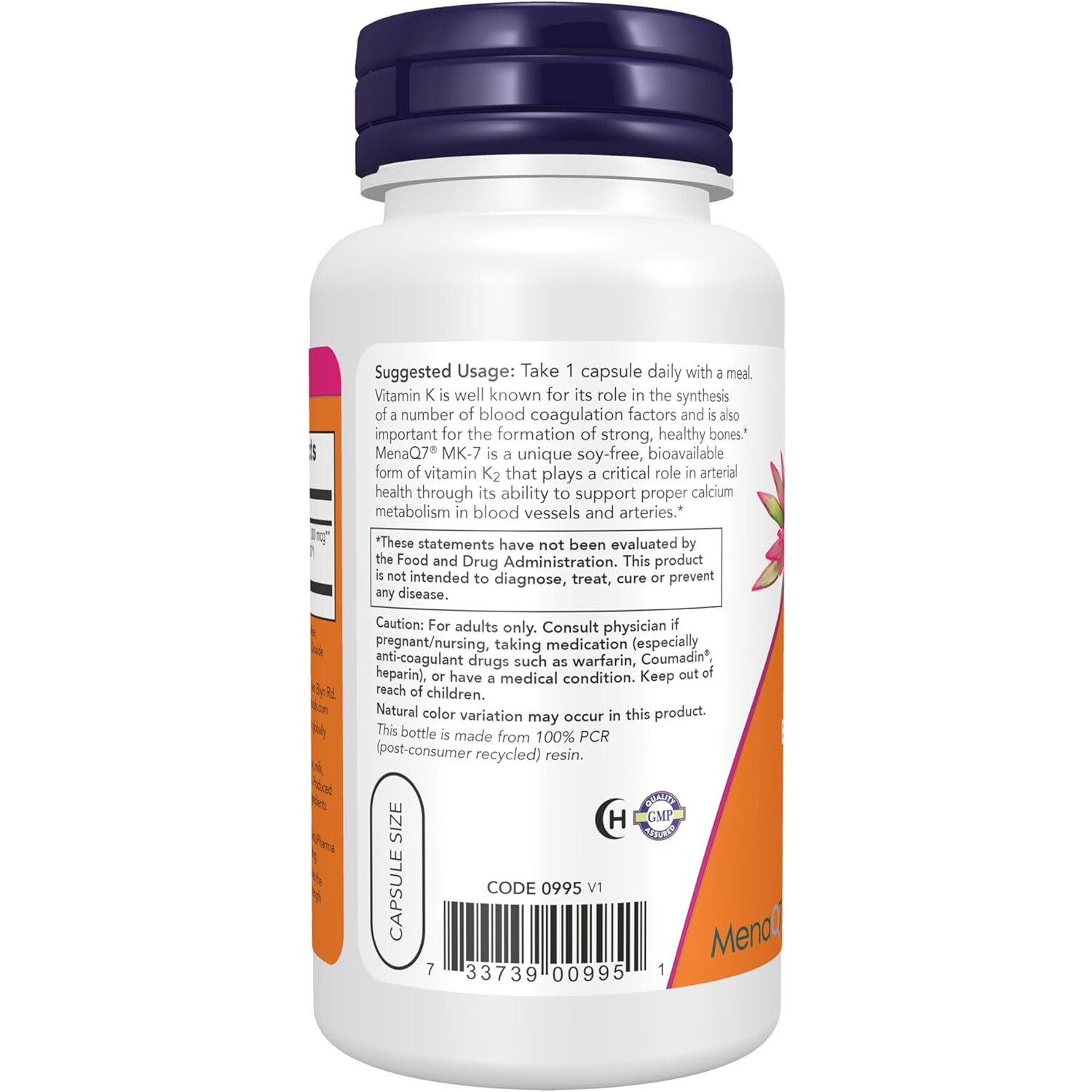 NOW MK-7, Vitamin K-2, Extra Strength 300 mcg, 120 Veg Capsules