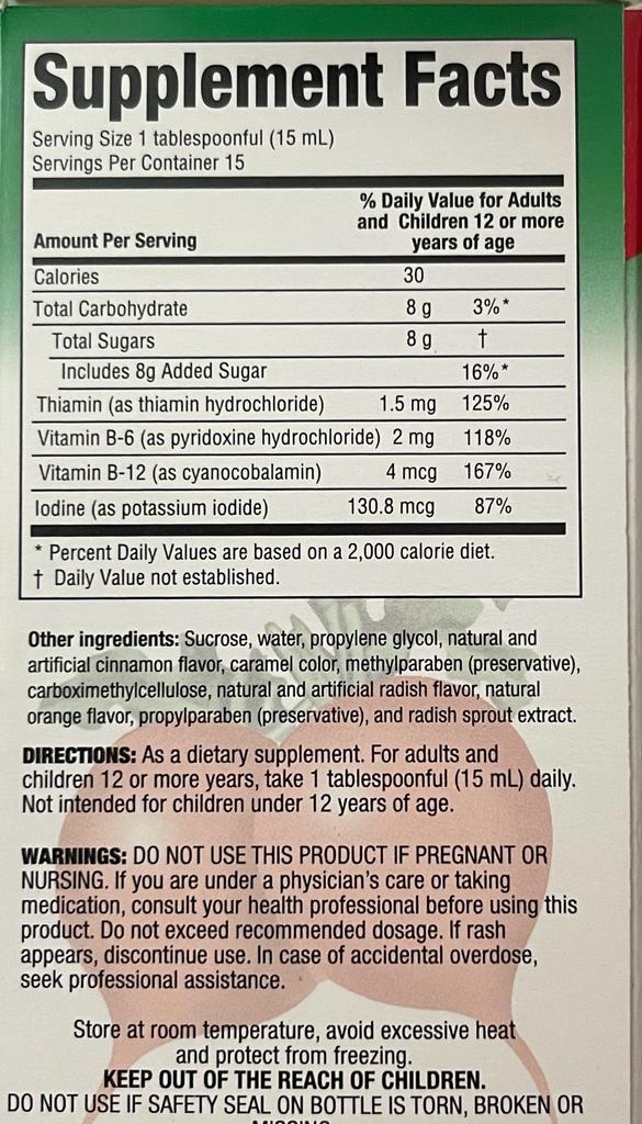 RADISH Yodado Liquid Dietary Supplement, 8 fl oz Rabano Yodado Liquido