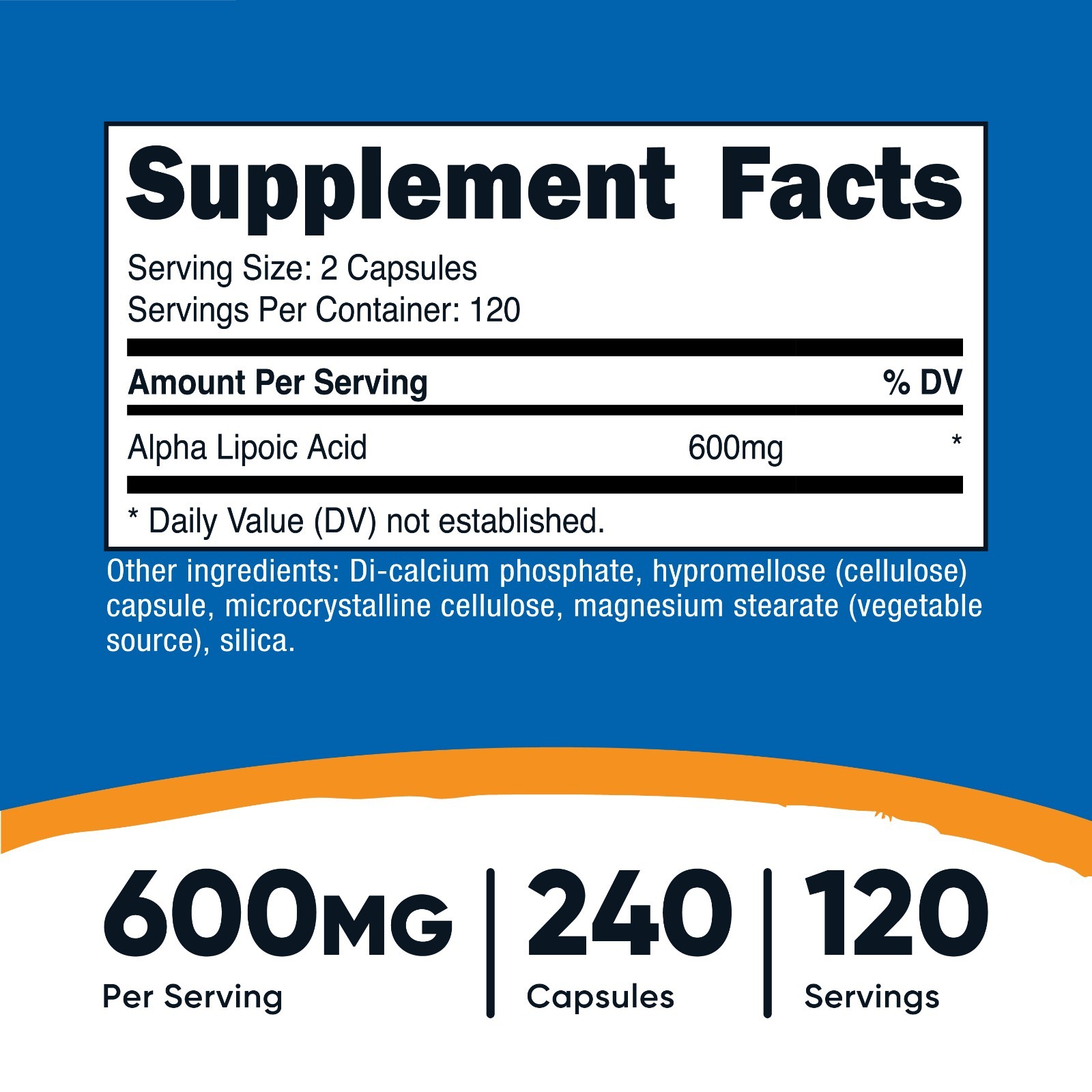 Nutricost Alpha Lipoic Acid – 600mg Per Serving – 240 Capsules
