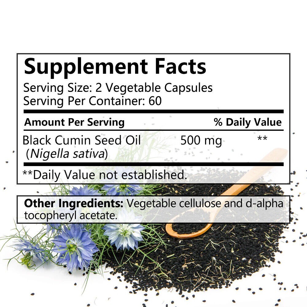 Organic Black Seed Oil 500mg 30 To 120 Capsules – Immune Support