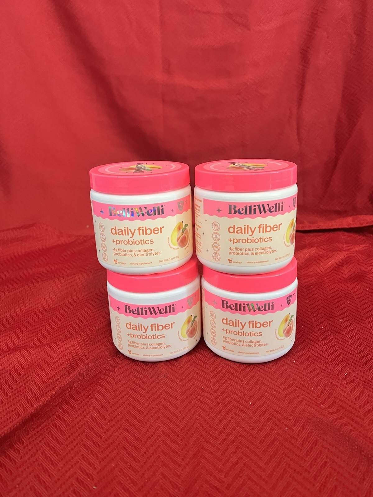 BelliWelli Daily Fiber + Probiotics All Natural Peach Mango Powder 16 Servings