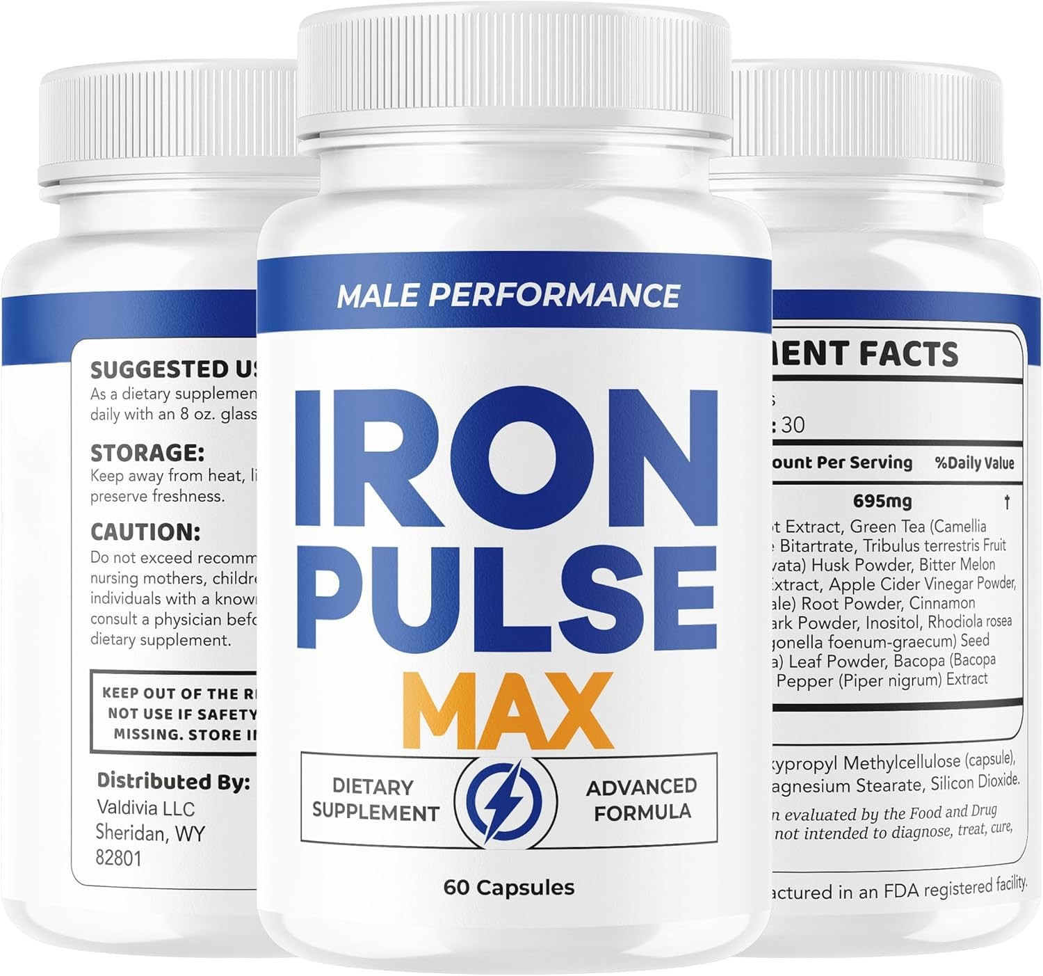 Iron Pulse Max Iron Supplement Capsules Energy Blood Anemia 5 Pack 300Ct