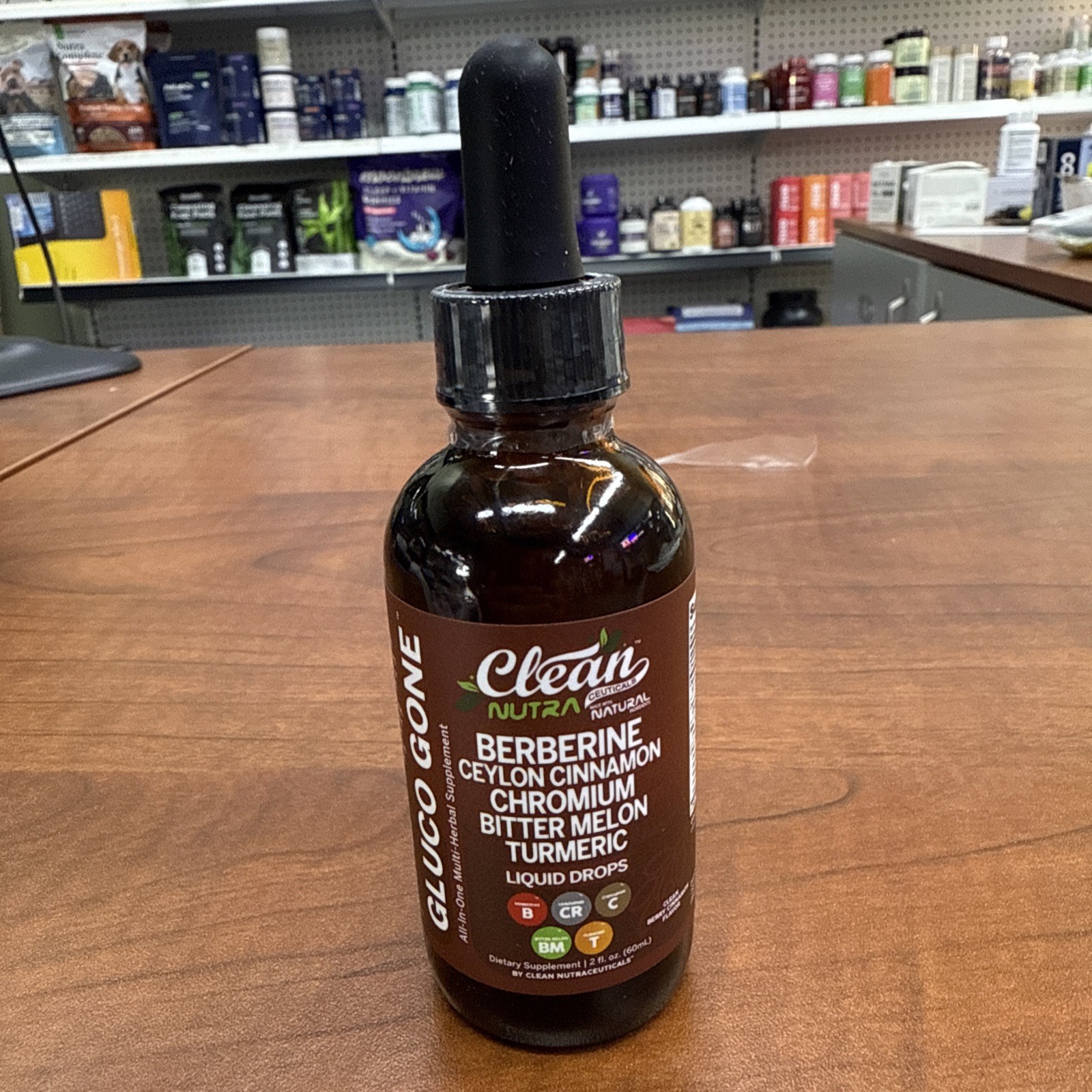Clean Nutra Gluco Gone Liquid Drops Berberine Cinnamon Turmeric Berry 2 fl oz