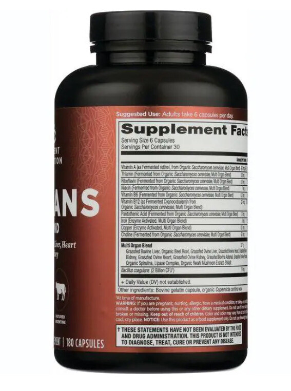 Ancient Nutrition Organ Supplements, Grass-Fed and Wild Organ Complex 180 Caps