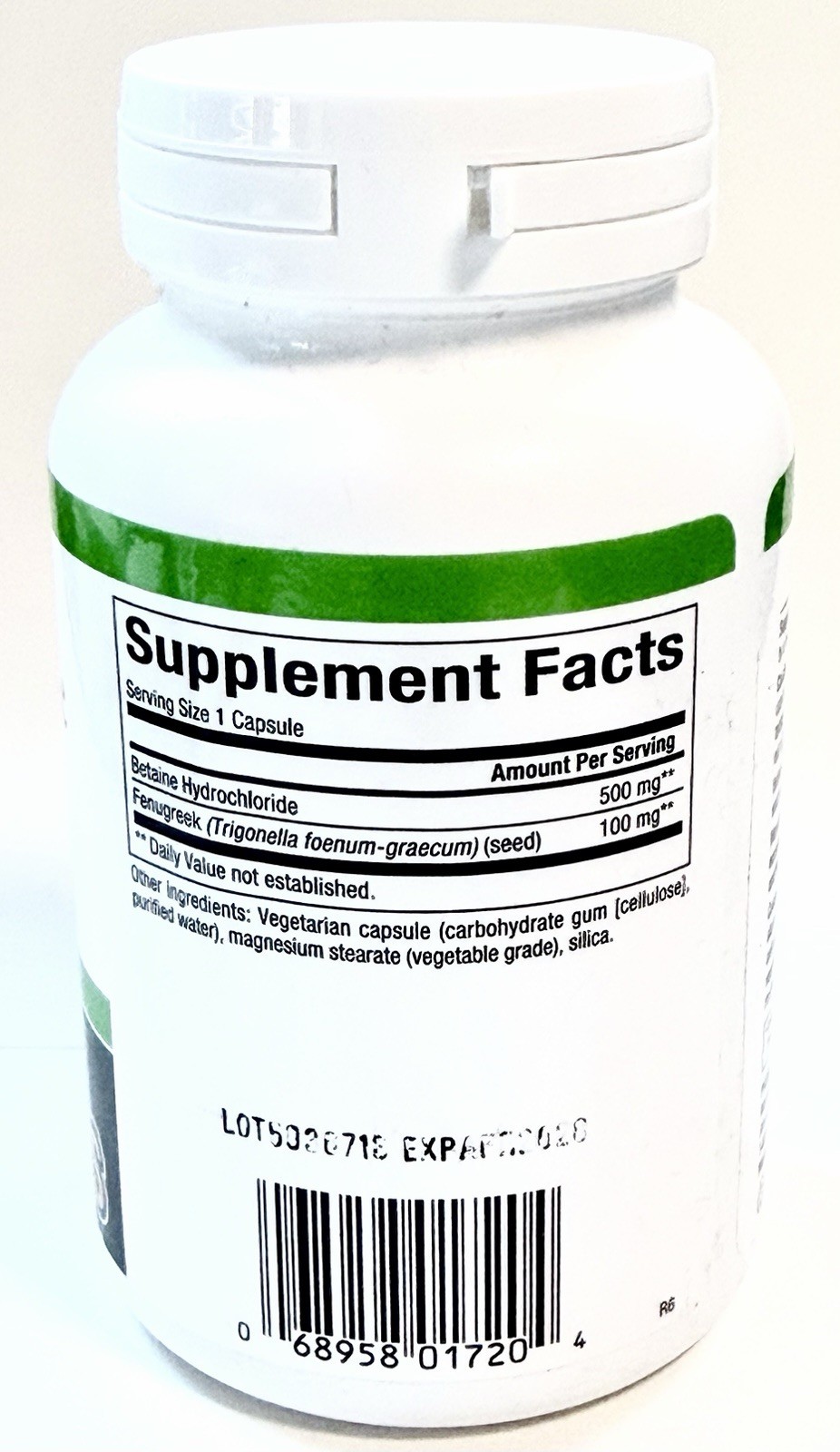 Natural Factors Betaine HCl 500mg + Fenugreek Digestive Support 90 Veg EXP04/28
