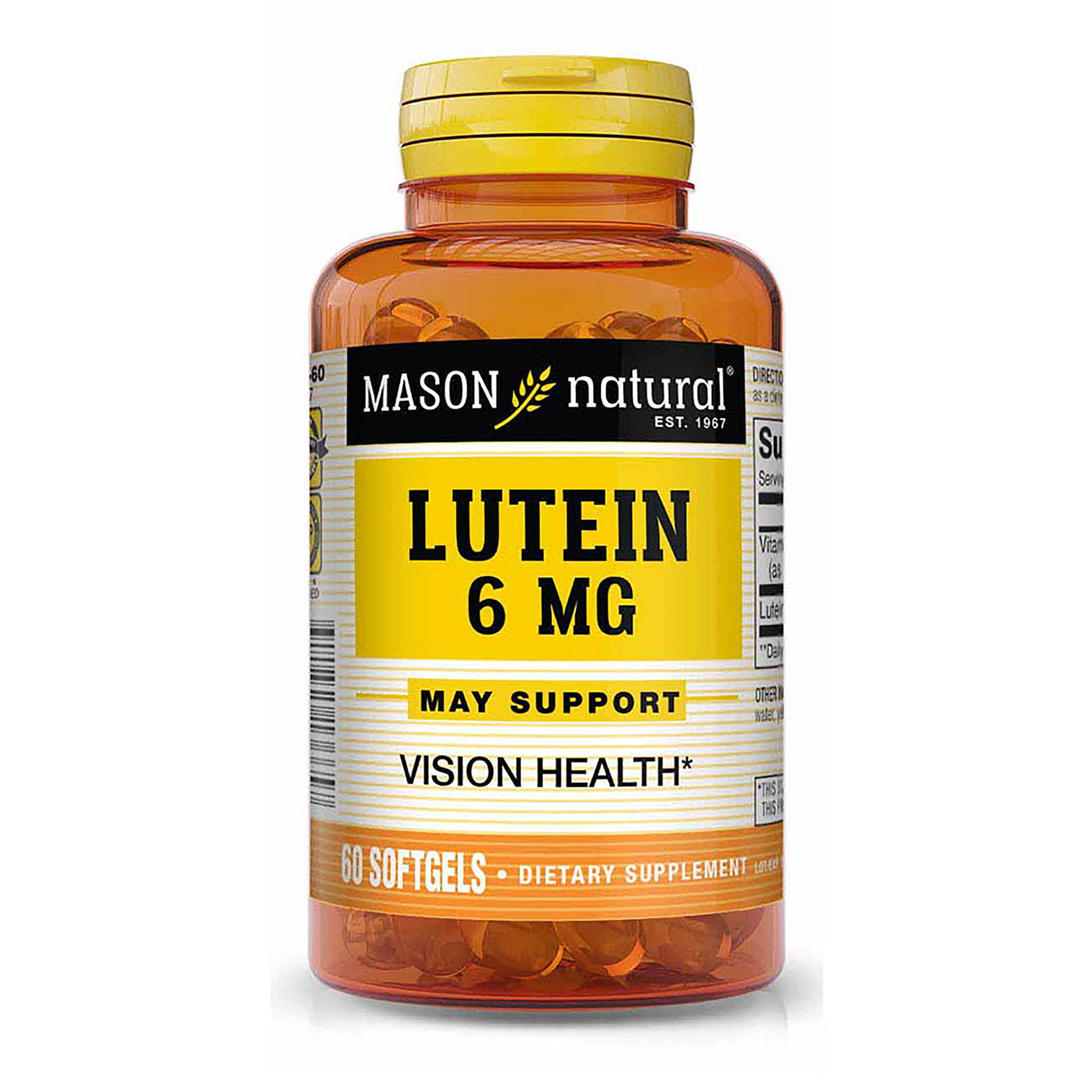 Mason Natural Lutein 6 mg Antioxidant Softgels Promotes Vision Health 60 Count