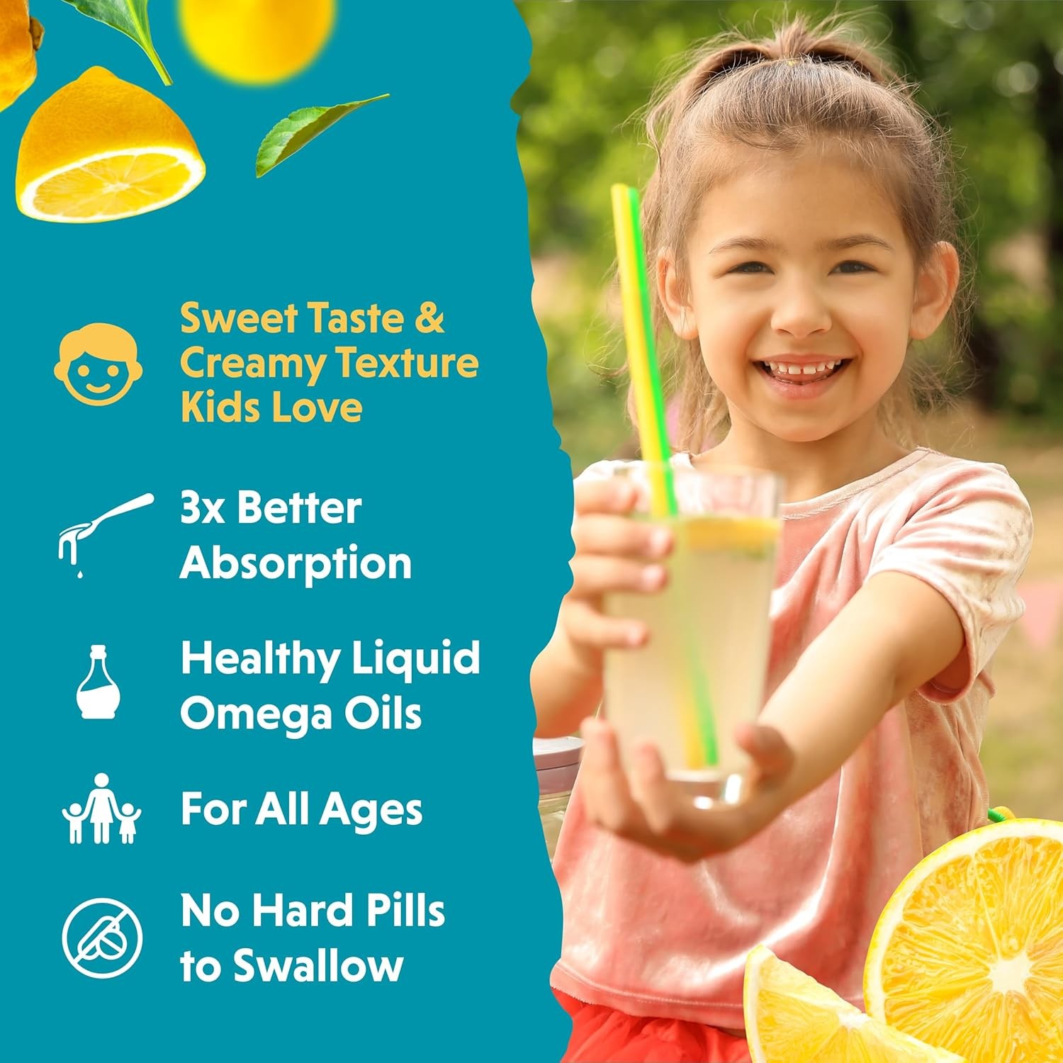 Omega 3 Fish Oil Supplement for Kids w/ Delicious Smoothie Taste (8oz)