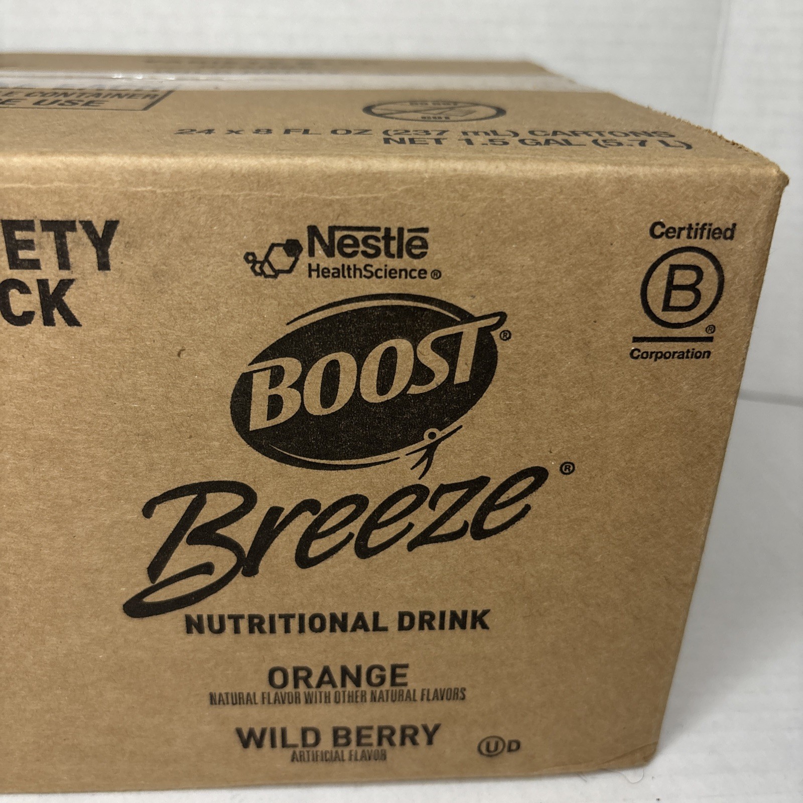 (24 Pack) BOOST Breeze Clear Nutritional Drink, 2 Flavors, Gluten Free, 8 Fl Oz