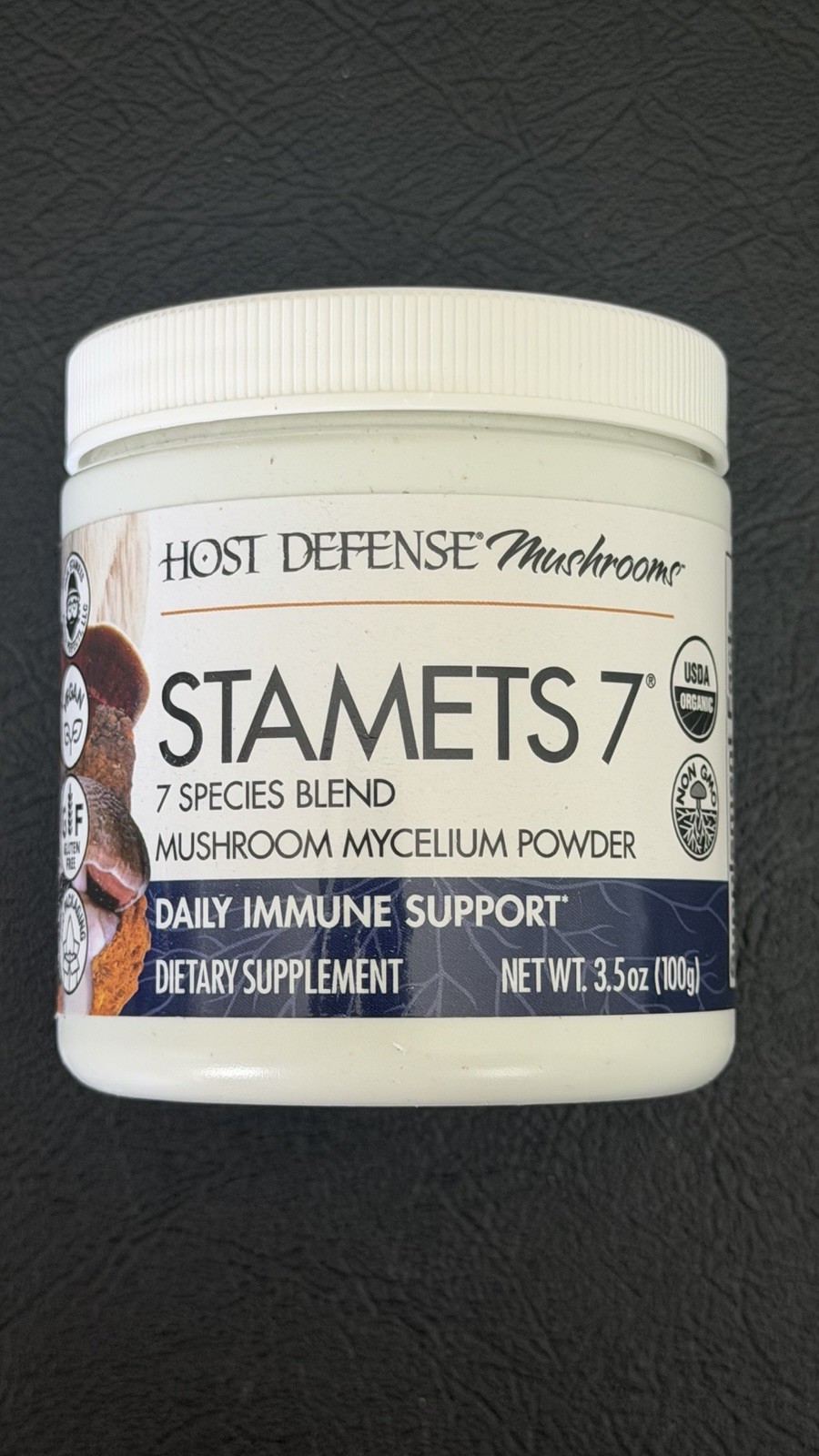 Host Defense Stamets 7 USDA Organic Mushroom Mycelium Powder 3.5 oz (100g)