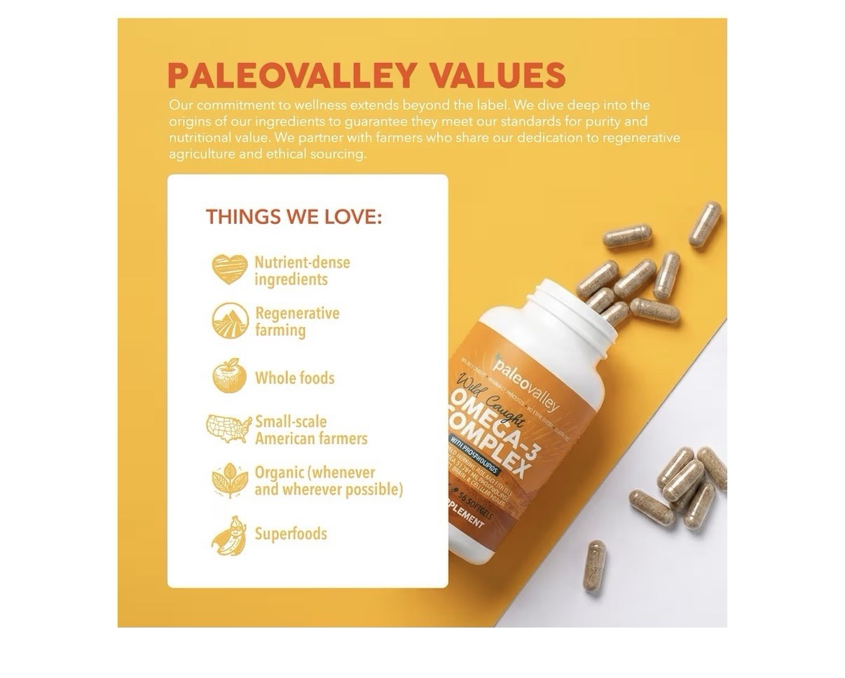 Paleovalley Omega-3 Complex With Phosphorus Wild Caught Fish Oil 56 Softgels