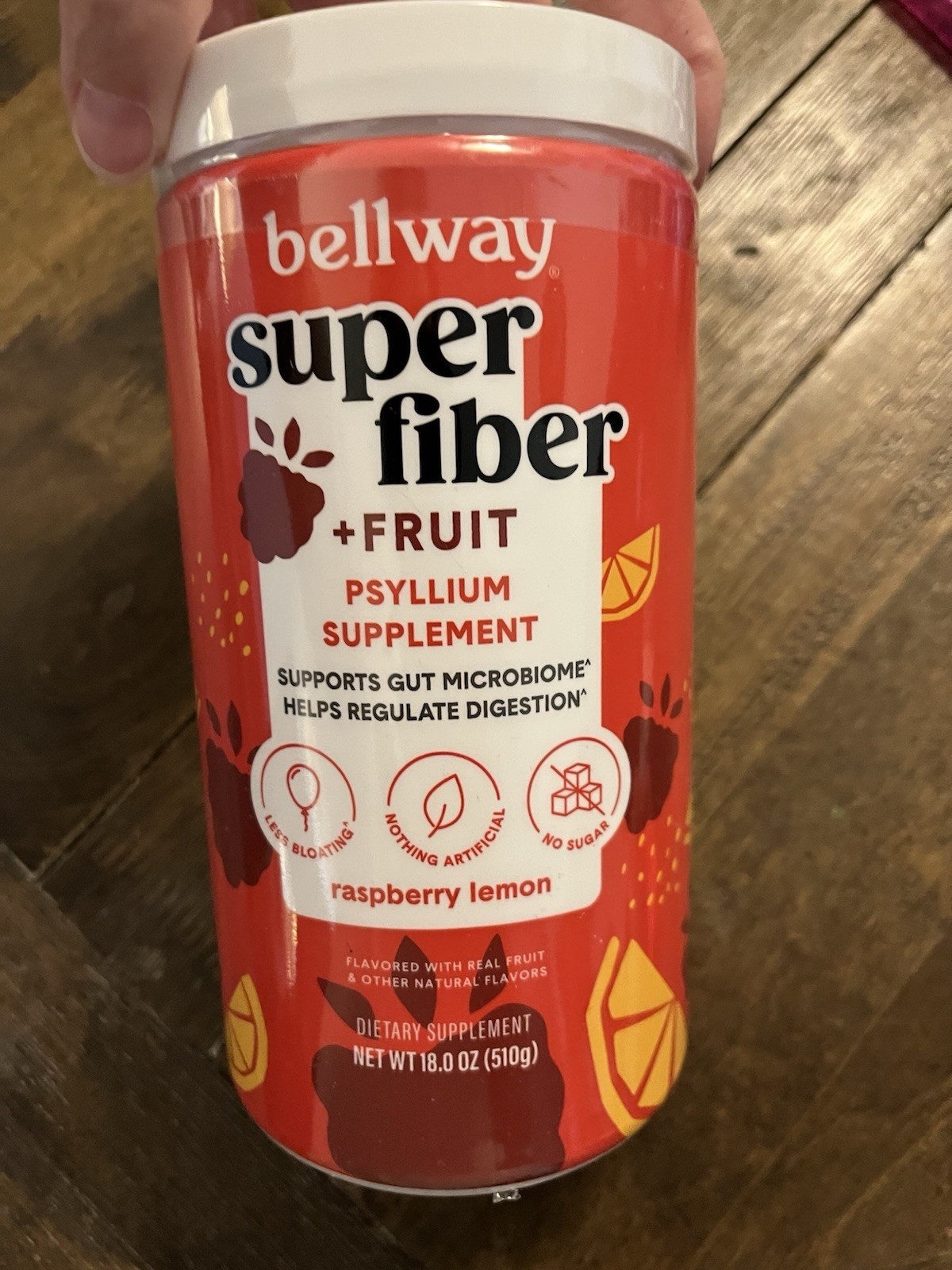 Bellway Super Fiber + Fruit Psyllium Husk Powder Raspberry Lemon 18 oz