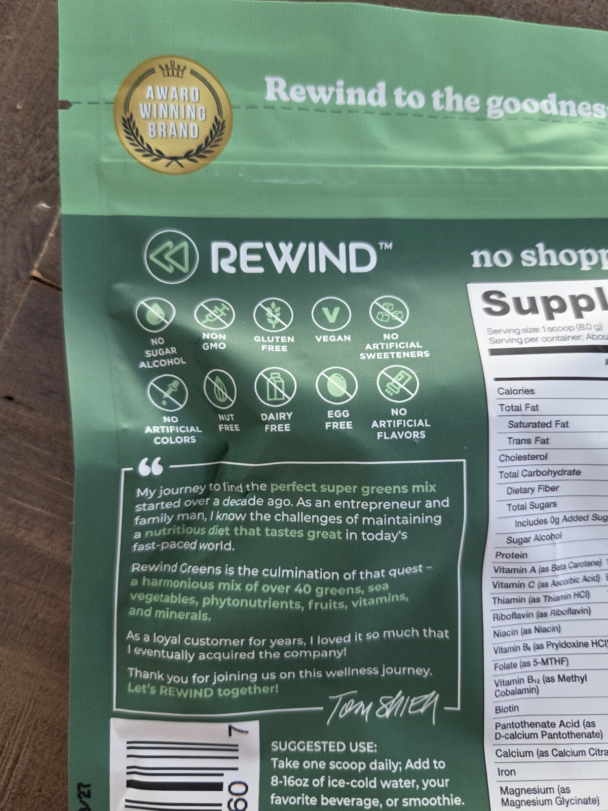 Rewind Super Greens Powder 40+ Superfoods Detox Antioxida,Pineapple Dream Flavor