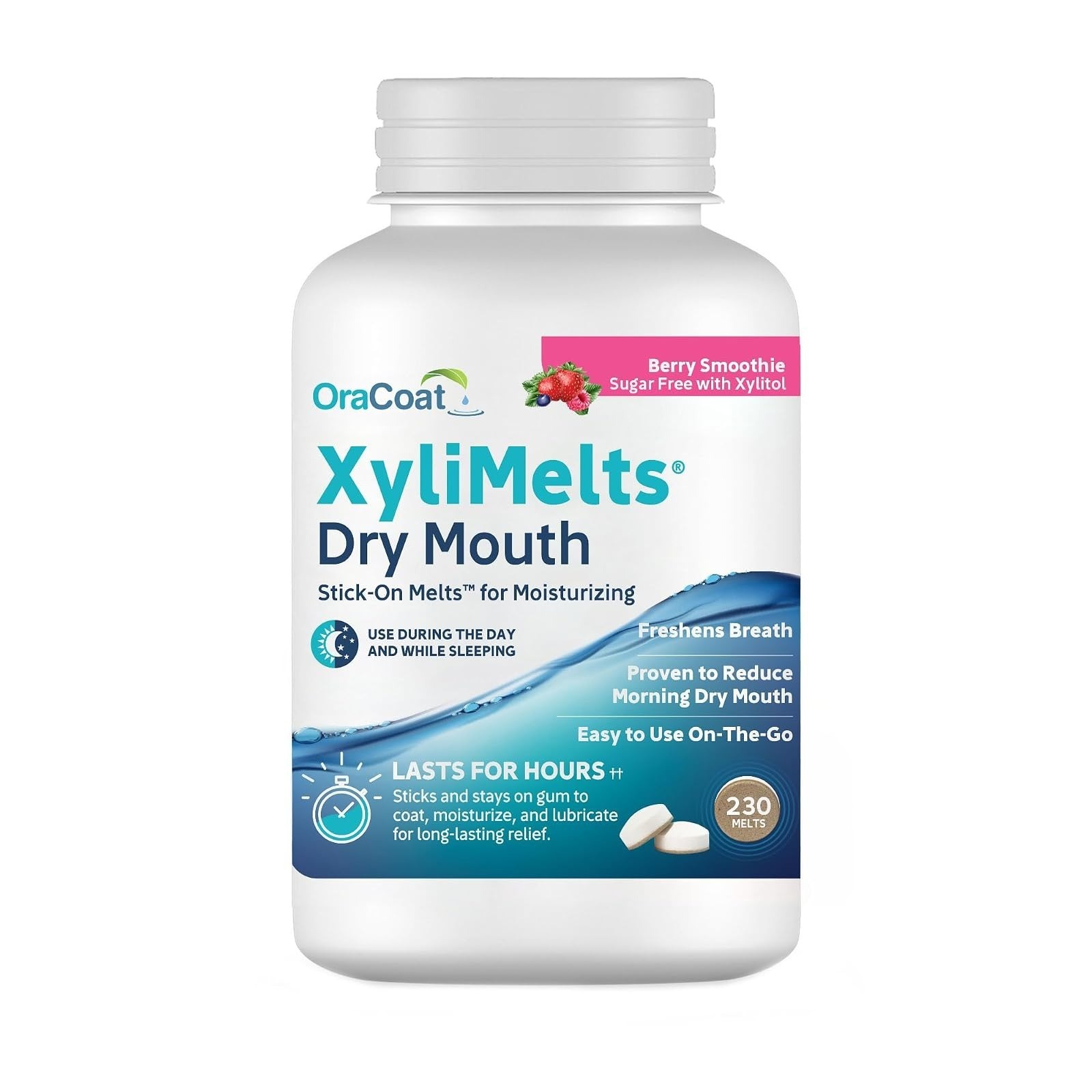 OraCoat XyliMelts for Dry Mouth – 100 Sugar Free Discs, Berry Flavor