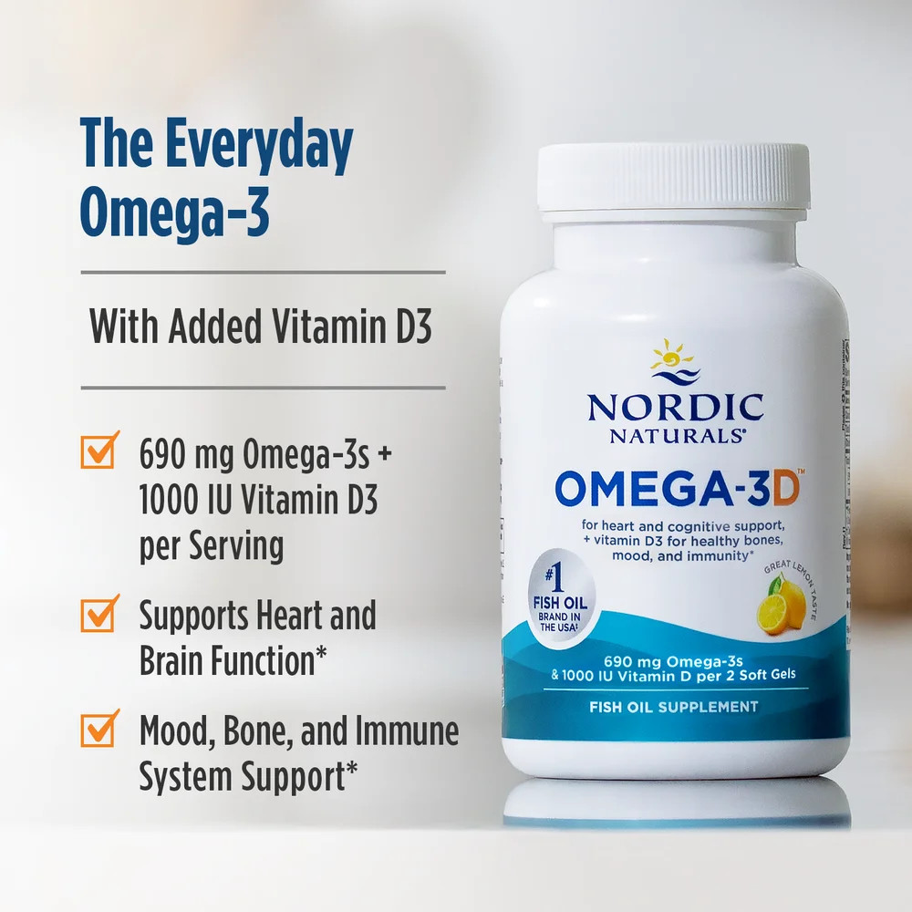 Nordic Naturals Omega-3D Lemon – Cognition, Immune, Cardiovascular & Bone Health
