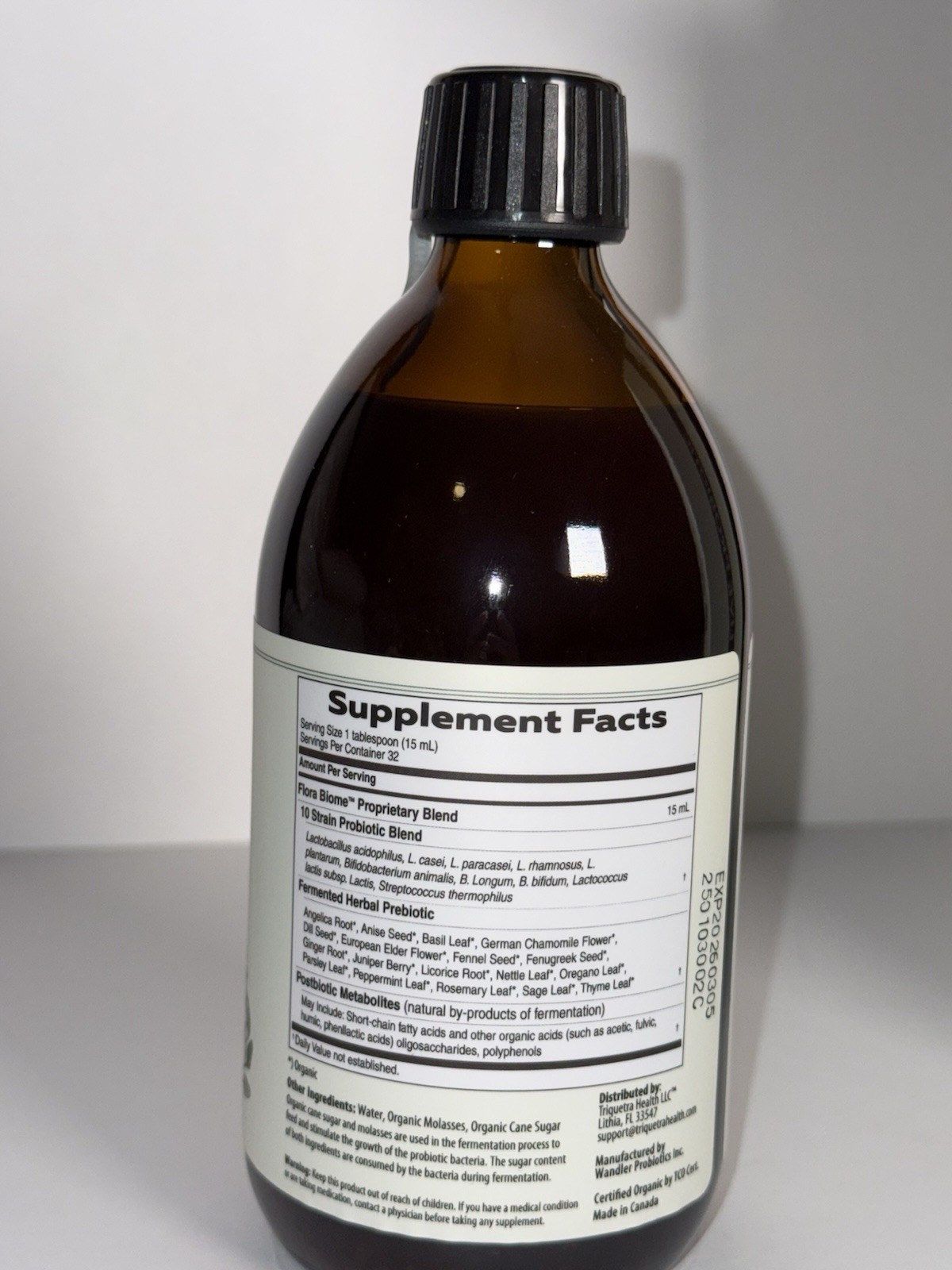 Triquetra Flora Biome live culture Probiotic Liquid 16 fl oz USDA Organic Vegan