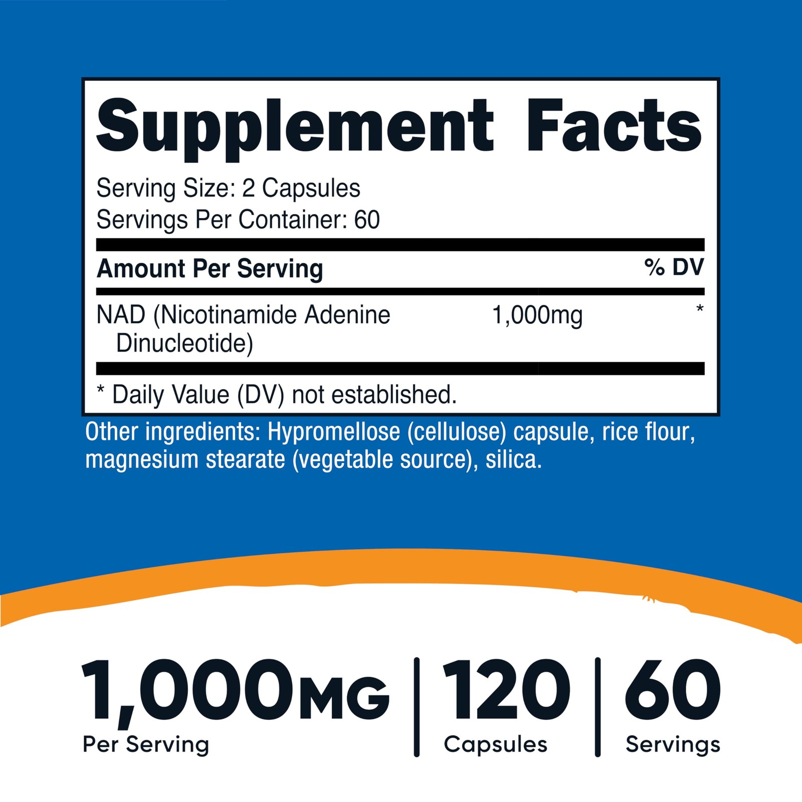 Nutricost NAD+ Supplement 1,000mg per Serving,120 120 Count (Pack of 1)