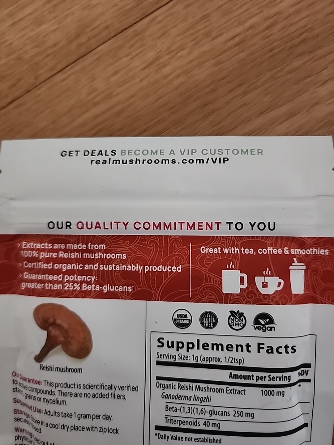 Reishi, Organic Mushroom Extract Powder, 1.59 oz (45 gm) Sealed