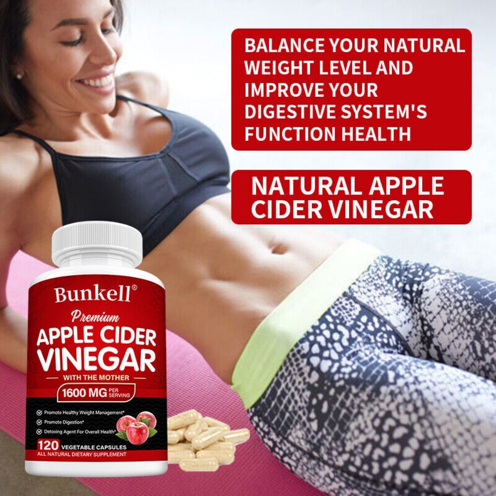 Vegan Apple Cider Vinegar with Mother 1600mg ACV Supplement Promote Digestion