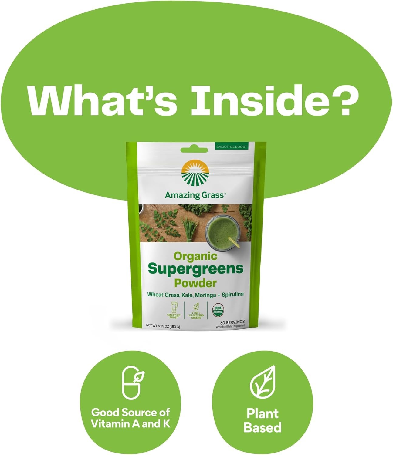 Amazing Grass Supergreen 30 Servings 5.29 oz (Pack of 3)