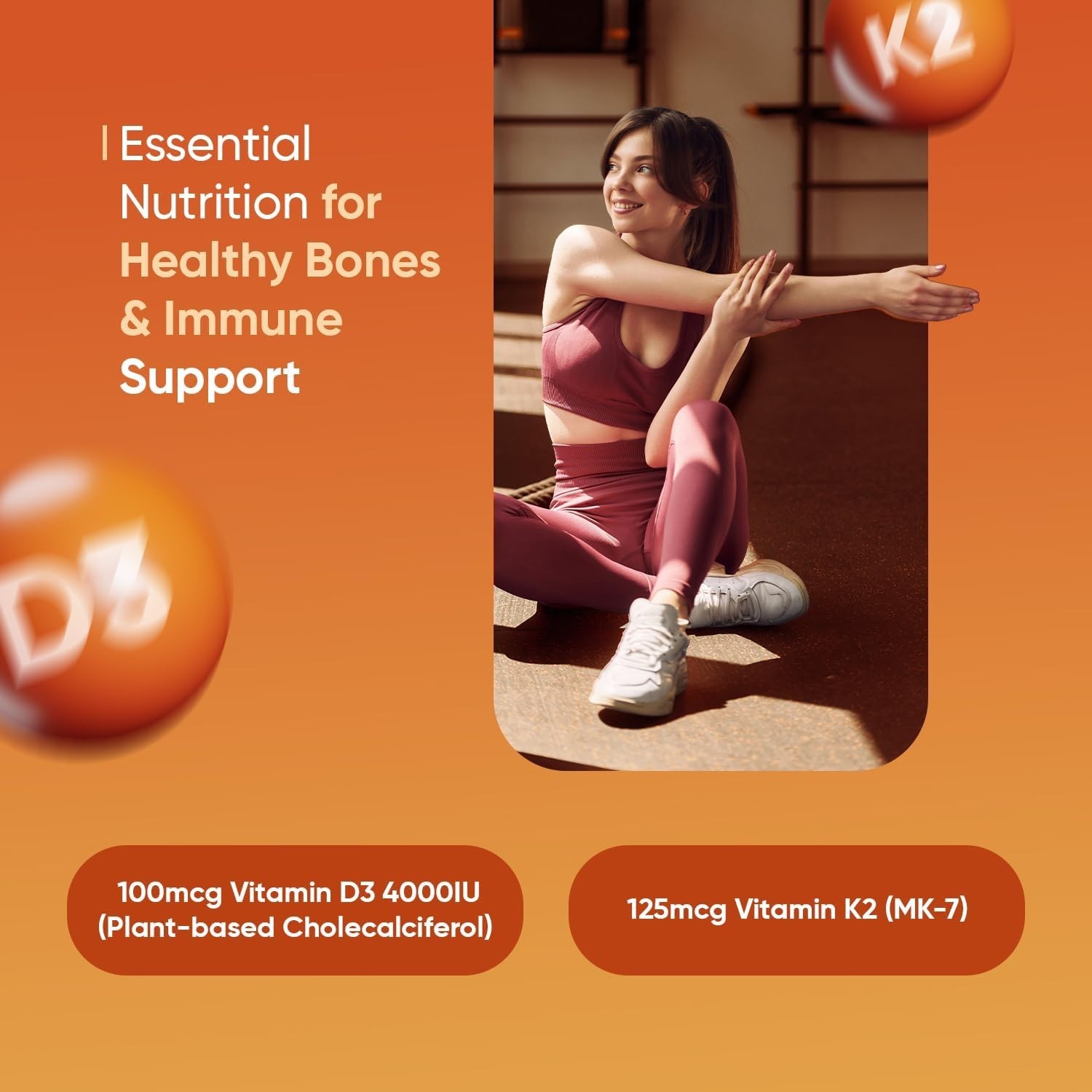 WeightWorld Vitamin D3 + K2 4000 IU 240 Tablets – Bone & Immune Support