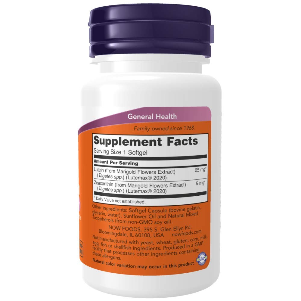 Now Supplements, Lutein & Zeaxanthin with 25 mg 60 Count (Pack of 2)