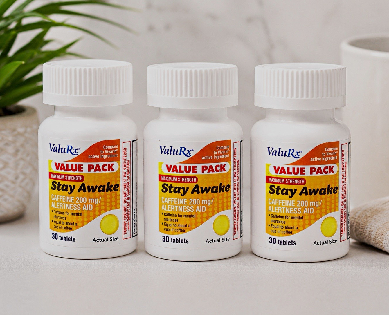 ValuRx Stay Awake 200mg Caffeine Alertness Aid 30 Tablets 3-Pack Exp 01/2028