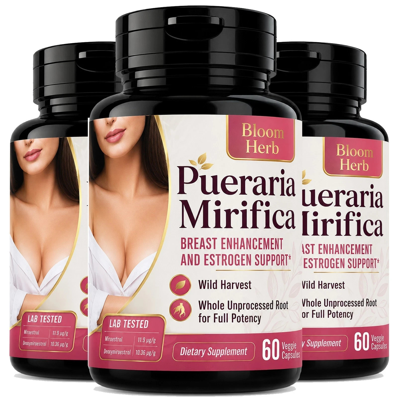 Natural Breast Enahncement and Estrogen Support Herbal Supplement – 180 Capsules